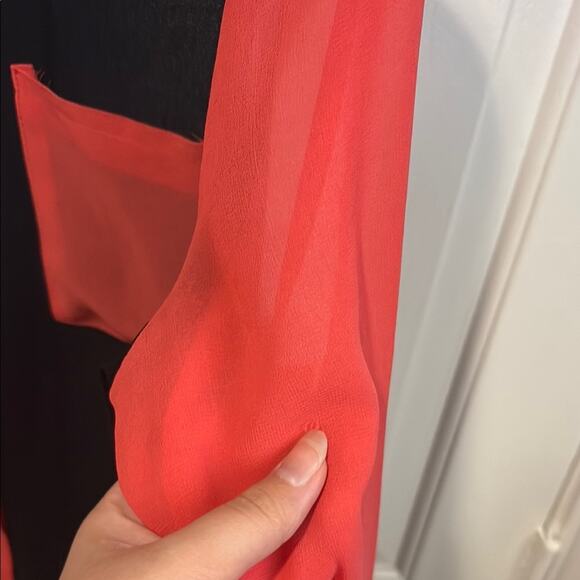 Ad Lib Colorblock Sheer Button Down Shirt Dress – Size S - Picture 10 of 11